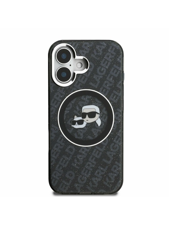 Karl Lagerfeld Karl Lagerfeld IML K&CH Heads Repeated Logo MagSafe Заден Калъф за iPhone 16 Black