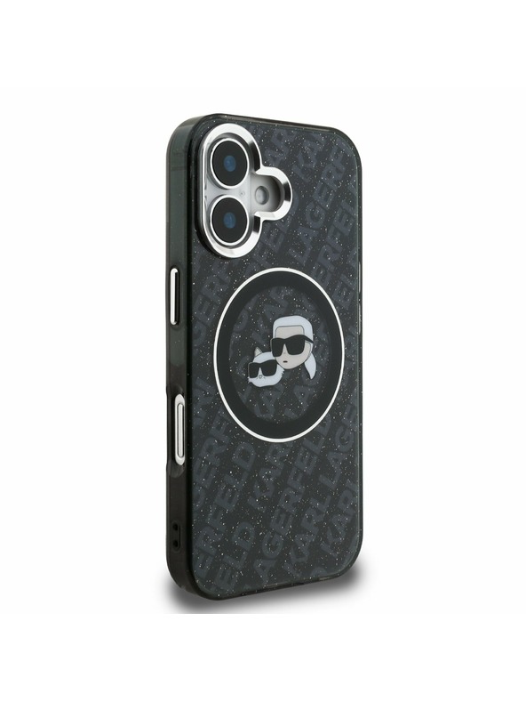 Karl Lagerfeld Karl Lagerfeld IML K&CH Heads Repeated Logo MagSafe Заден Калъф за iPhone 16 Black
