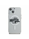 Karl Lagerfeld Karl Lagerfeld IML Брокат Карл и Шупет Скица MagSafe Заден Капак за iPhone 15 Прозрачен