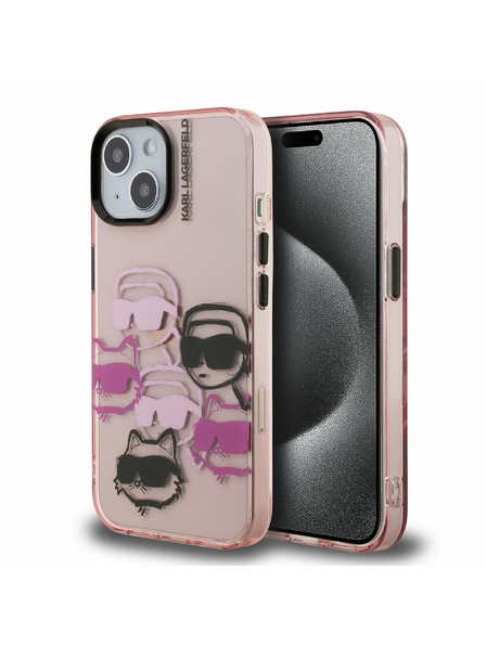 Karl Lagerfeld Karl Lagerfeld IML Мулти K&CH Глави Заден Капак за iPhone 15 Розов