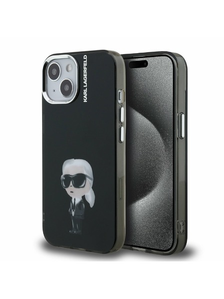 Karl Lagerfeld Karl Lagerfeld IML Акварел Карл Заден Капак за iPhone 15 Черен