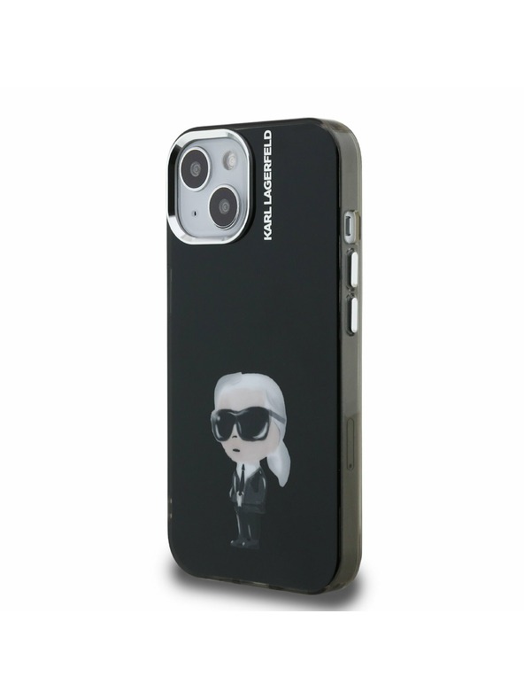 Karl Lagerfeld Karl Lagerfeld IML Акварел Карл Заден Капак за iPhone 15 Черен