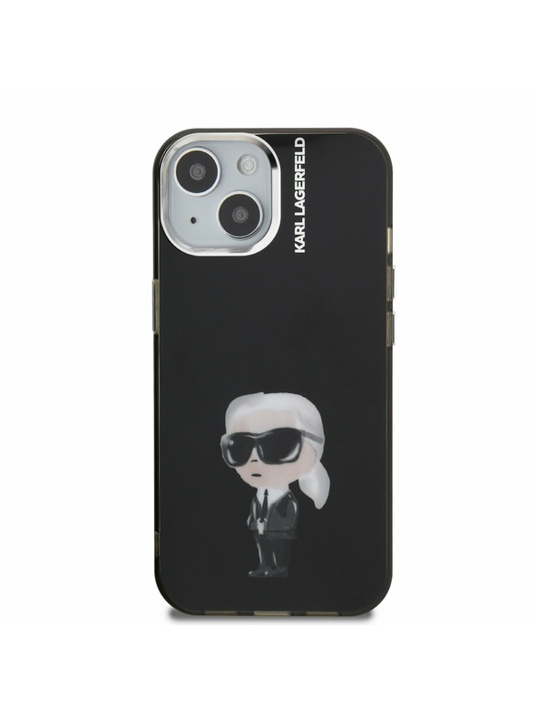 Karl Lagerfeld Karl Lagerfeld IML Акварел Карл Заден Капак за iPhone 15 Черен