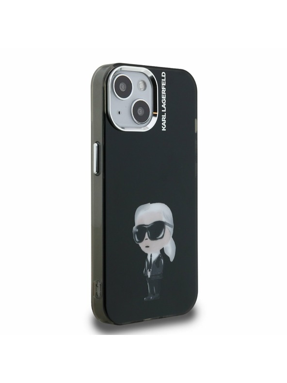 Karl Lagerfeld Karl Lagerfeld IML Акварел Карл Заден Капак за iPhone 15 Черен