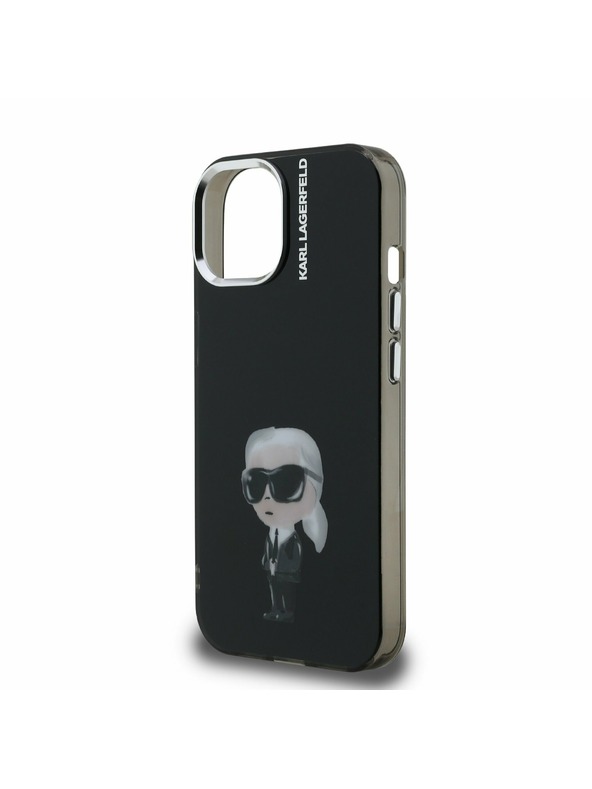 Karl Lagerfeld Karl Lagerfeld IML Акварел Карл Заден Капак за iPhone 15 Черен