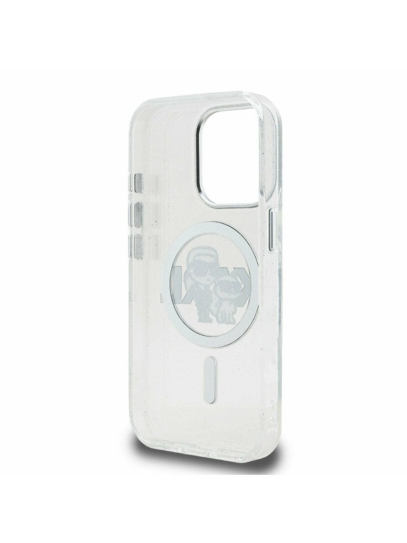 Karl Lagerfeld Karl Lagerfeld IML Брокат Карл и Шупет Скица MagSafe Заден Капак за iPhone 15 Pro Прозрачен