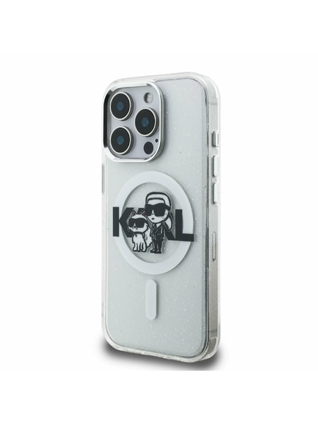 Karl Lagerfeld Karl Lagerfeld IML Брокат Карл и Шупет Скица MagSafe Заден Капак за iPhone 15 Pro Max Прозрачен