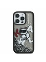 Karl Lagerfeld Karl Lagerfeld Течен Брокат Разпръснат Шупет Заден Капак за iPhone 16 Pro Max Черен