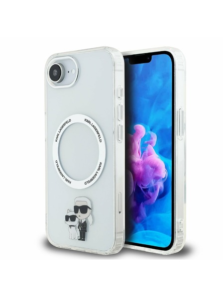 Karl Lagerfeld Karl Lagerfeld IML Карл и Шупет MagSafe Заден Капак за iPhone 16e Прозрачен