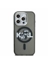 Karl Lagerfeld Karl Lagerfeld IML Брокат Карл и Шупет Скица MagSafe Заден Капак за iPhone 15 Pro Max Черен