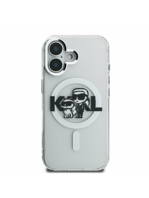 Karl Lagerfeld Karl Lagerfeld IML Брокат Карл и Шупет Скица MagSafe Заден Капак за iPhone 16 Прозрачен