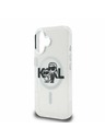 Karl Lagerfeld Karl Lagerfeld IML Брокат Карл и Шупет Скица MagSafe Заден Капак за iPhone 16 Прозрачен