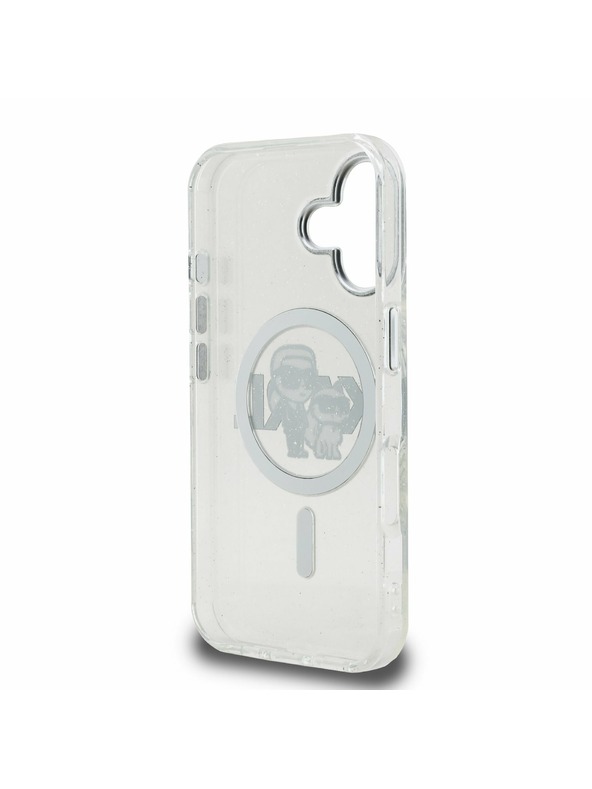 Karl Lagerfeld Karl Lagerfeld IML Брокат Карл и Шупет Скица MagSafe Заден Капак за iPhone 16 Прозрачен