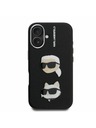 Karl Lagerfeld Karl Lagerfeld Зърнест PU K&CH Глави Заден Капак за iPhone 16 Черен