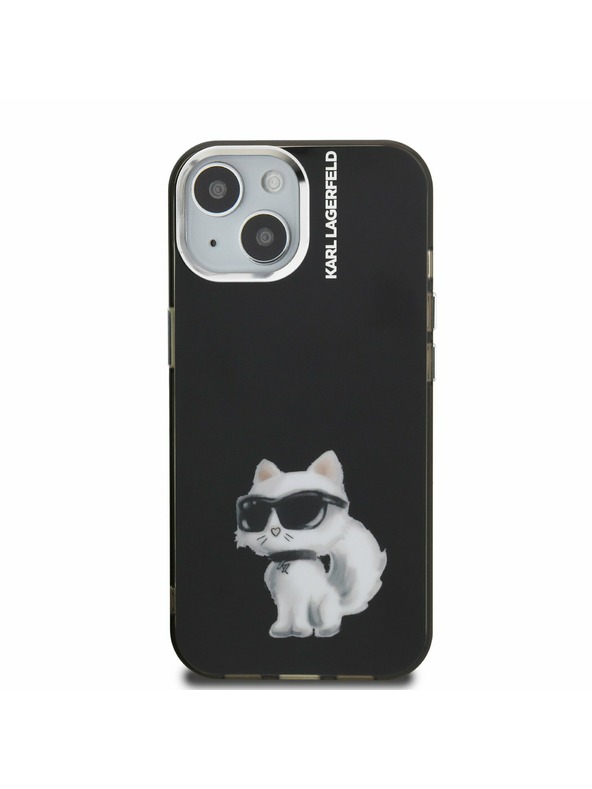 Karl Lagerfeld Karl Lagerfeld IML Акварел Шупет Заден Капак за iPhone 15 Черен