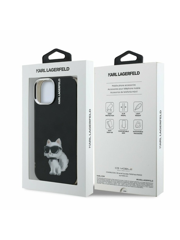 Karl Lagerfeld Karl Lagerfeld IML Акварел Шупет Заден Капак за iPhone 15 Черен