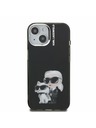 Karl Lagerfeld Karl Lagerfeld IML Акварел Karl и Choupette Заден Капак за iPhone 15 - Черен