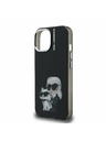 Karl Lagerfeld Karl Lagerfeld IML Акварел Karl и Choupette Заден Капак за iPhone 15 - Черен