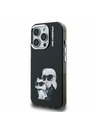 Karl Lagerfeld Karl Lagerfeld IML Акварел Karl и Choupette Заден Капак за iPhone 15 Pro - Черен