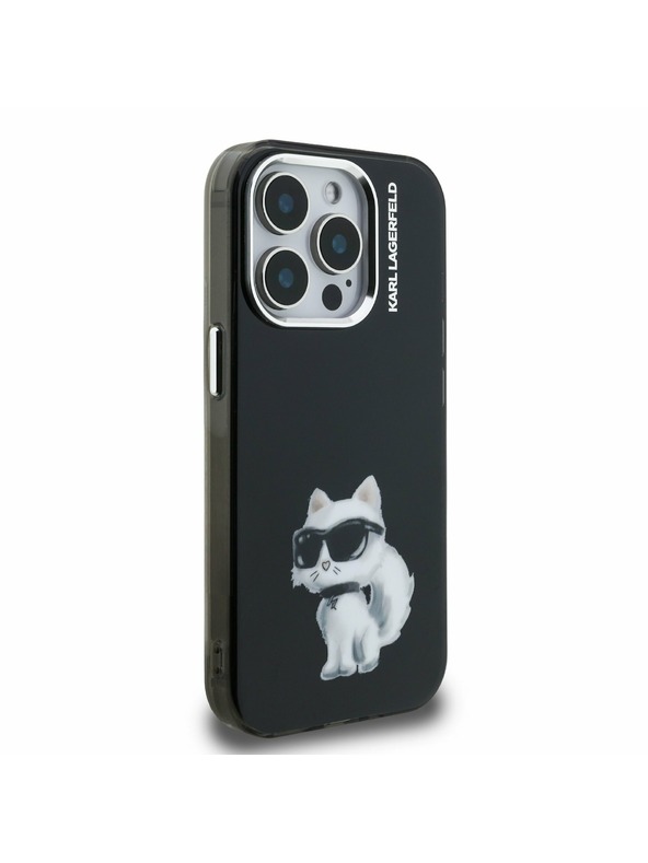 Karl Lagerfeld Karl Lagerfeld IML Акварел Choupette Заден Капак за iPhone 15 Pro - Черен