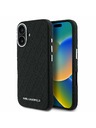 Karl Lagerfeld Karl Lagerfeld Релефна Еко Кожа Повторено Лого MagSafe Заден Капак за iPhone 16 - Черен