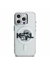 Karl Lagerfeld Karl Lagerfeld IML Брокат Karl и Choupette Скица MagSafe Заден Капак за iPhone 16 Pro Max - Прозрачен