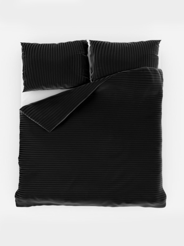 Kvalitex Френско сатенено спално бельо с райе 1+2, 200x200, 70x90cm ЧЕРНО