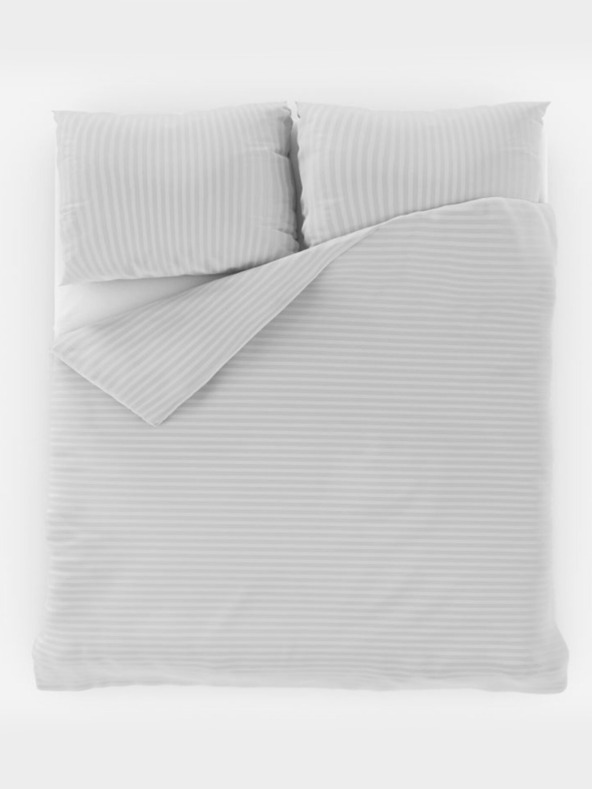 Kvalitex Френско сатенено спално бельо с ивици 1+2, 240x200, 70x90cm БЯЛО