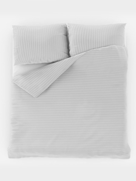 Kvalitex Френско сатенено спално бельо с ивици 1+2, 240x200, 70x90cm БЯЛО