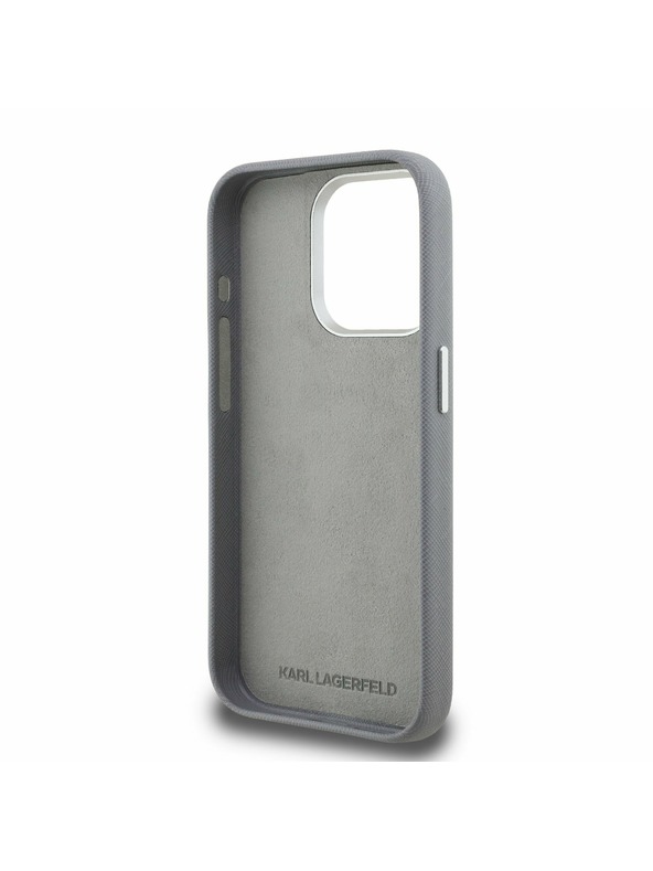 Karl Lagerfeld Karl Lagerfeld Grained PU K&CH Heads Заден калъф за iPhone 15 Pro Grey