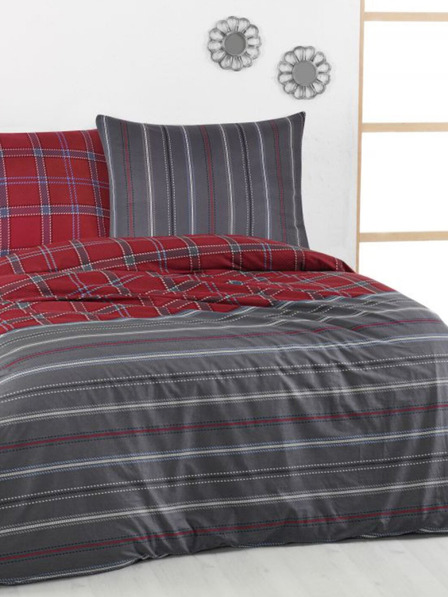 Kvalitex Френско удължено памучно спално бельо DELUX 240x220, 70x90cm CAMPUS сиво