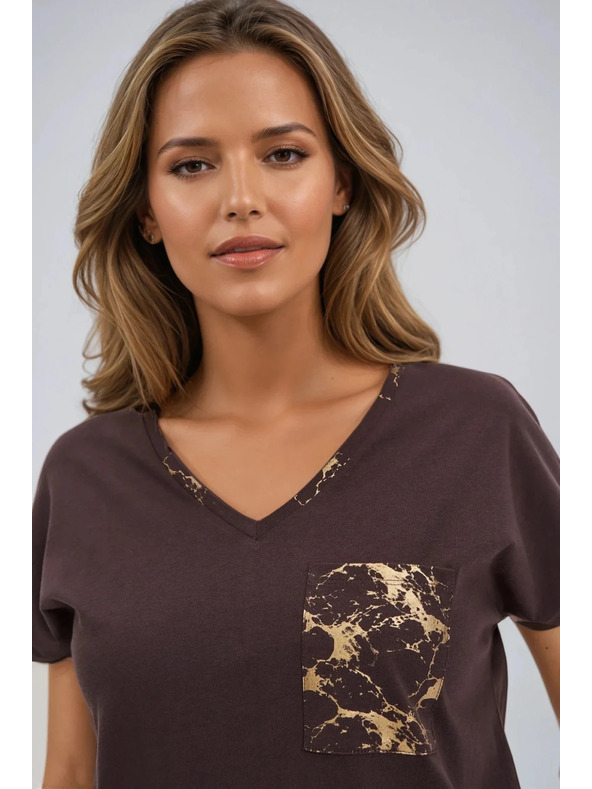 Moodo Дамска памучна тениска Moodo – кафява