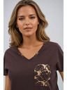 Moodo Дамска памучна тениска Moodo – кафява