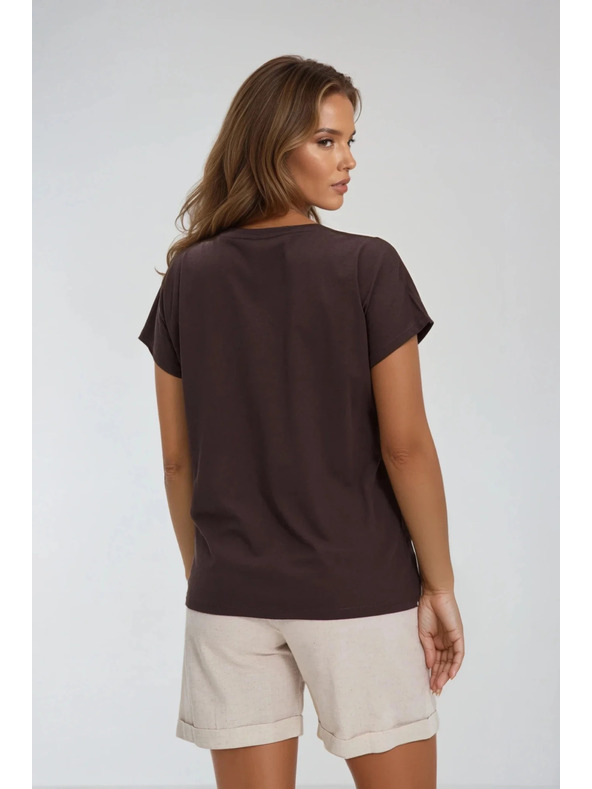 Moodo Дамска памучна тениска Moodo – кафява