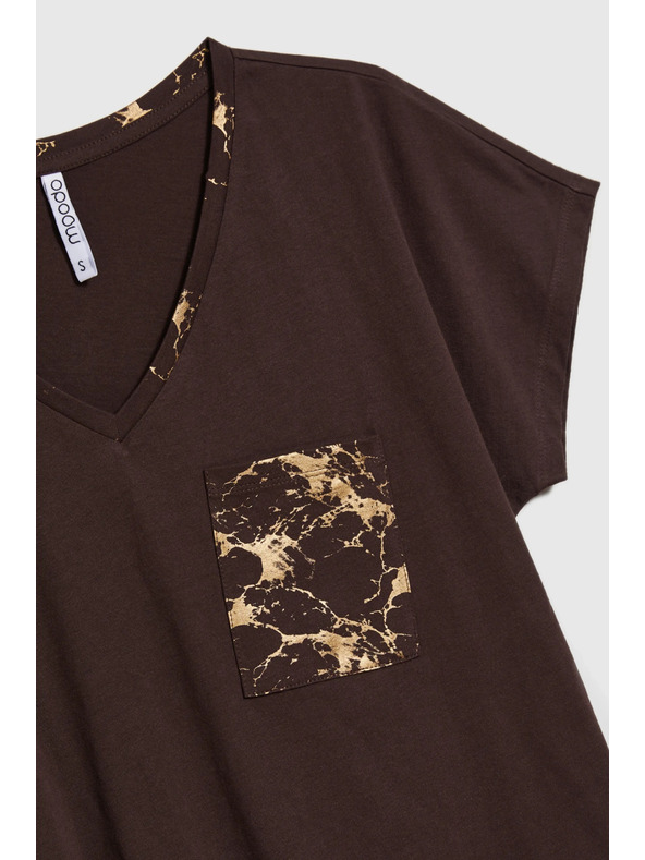 Moodo Дамска памучна тениска Moodo – кафява