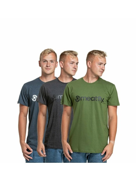 Meatfly Meatfly опаковка мъжки тениски MF Logo Multipack Charcoal Heather/Olive/Navy Heather | Сива