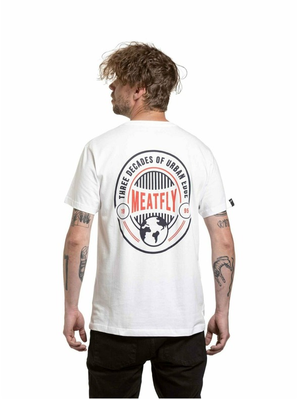 Meatfly Meatfly мъжка тениска Yvans Round Globus Patch White