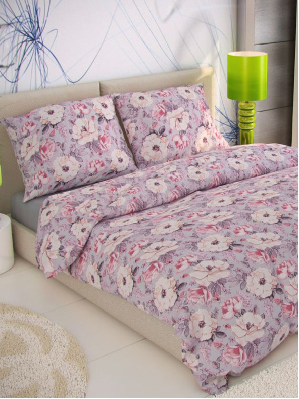 Kvalitex Френски креп спален комплект 200x200, 70x90cm Естер сив Kvalitex