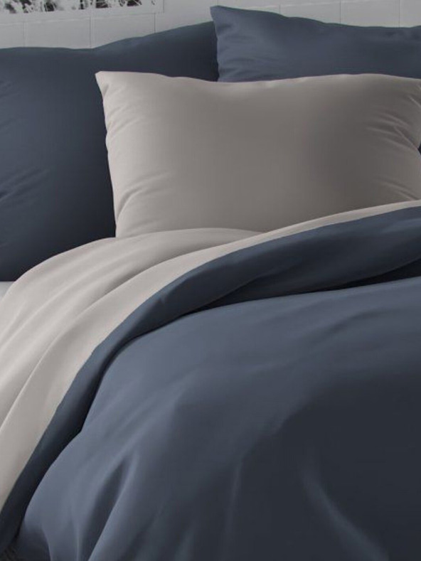 Kvalitex Сатенено френско спално бельо LUXURY COLLECTION 1+2, 220x200, 70x90см тъмносиво / светлосиво