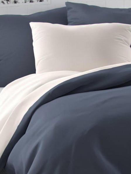 Kvalitex Сатенено френско удължено спално бельо LUXURY COLLECTION 1+2, 240x220, 70x90cm тъмносиво / бяло