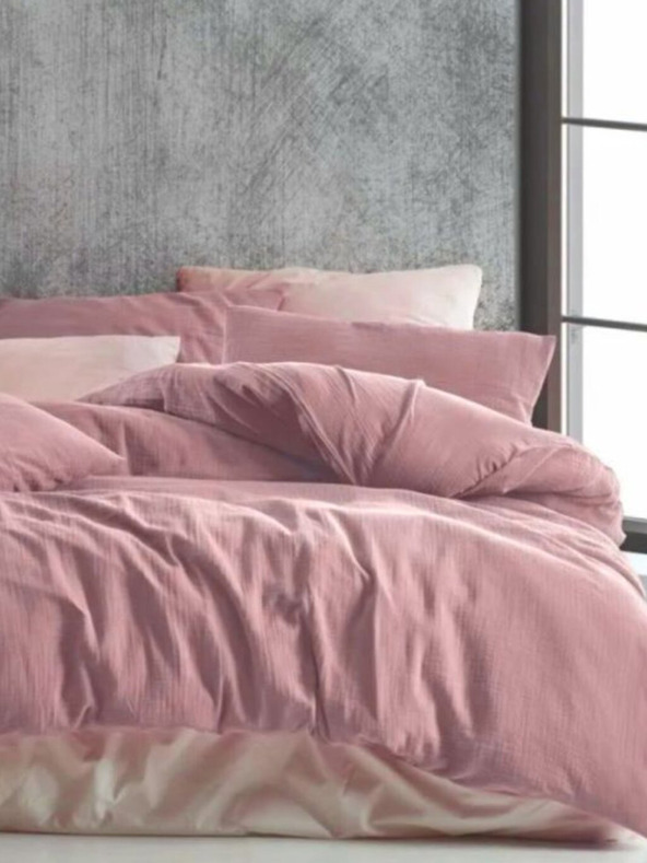 Kvalitex Муселново спално бельо 140x200, 70x90см розово Kvalitex