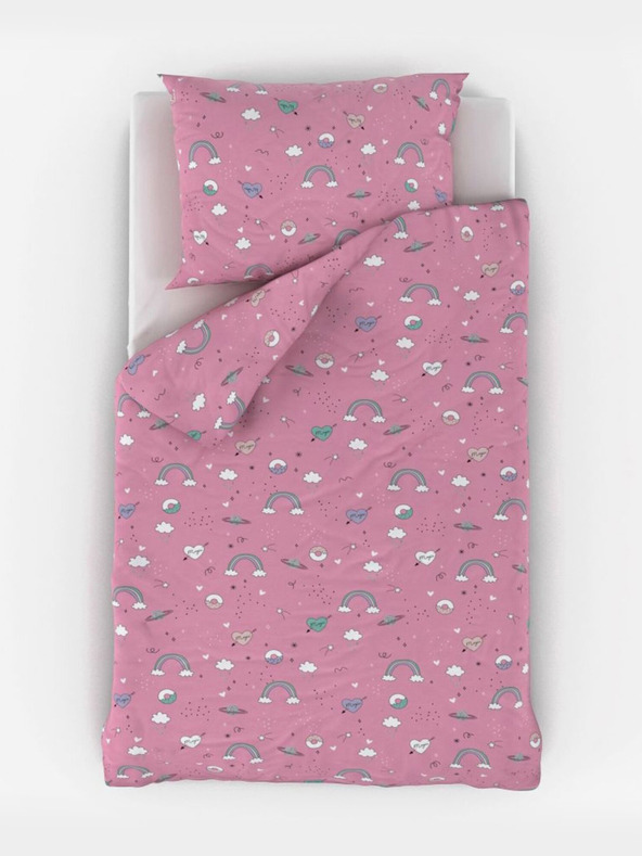 Kvalitex Памучно спално бельо за детско креватче Obláčky pink