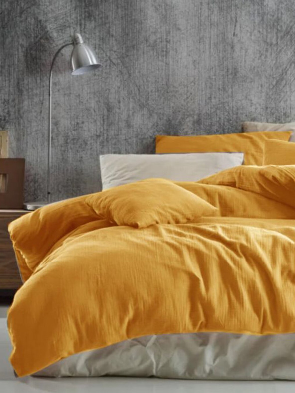 Kvalitex Френски муселинов спален комплект 240x200, 70x90cm жълт Kvalitex