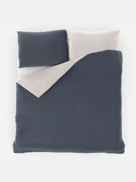 Kvalitex Сатенен удължен спален комплект LUXURY COLLECTION 140x220, 70x90cm тъмносив / бял