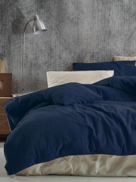 Kvalitex Френско муселиново спално бельо 240x200, 70x90см тъмносиньо Kvalitex