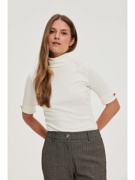 Moodo Бял поло с 3/4 ръкав Moodo