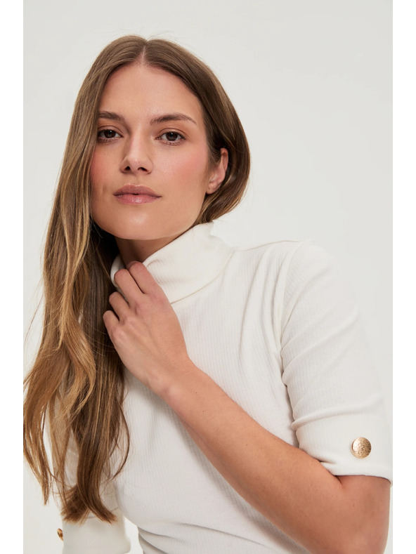 Moodo Бял поло с 3/4 ръкав Moodo