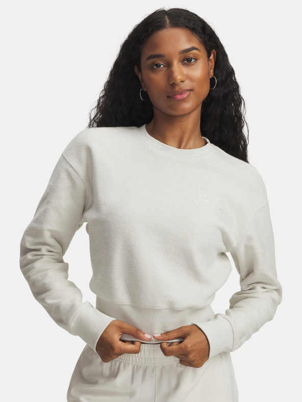 Under Armour Дамски суитшърт Under Armour Icon Terry Varsity Crew-WHT