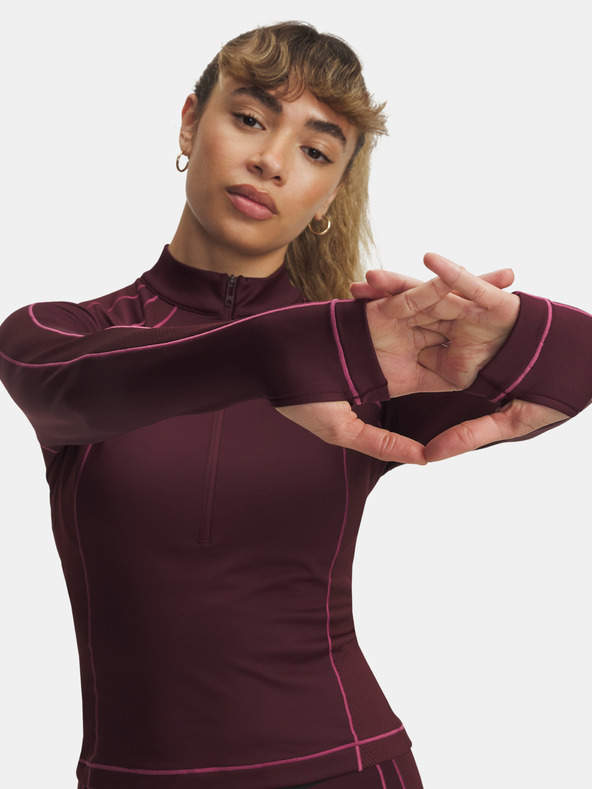 Under Armour Дамска тениска Under Armour UA ColdGear Textured 1/2 Zip-RED