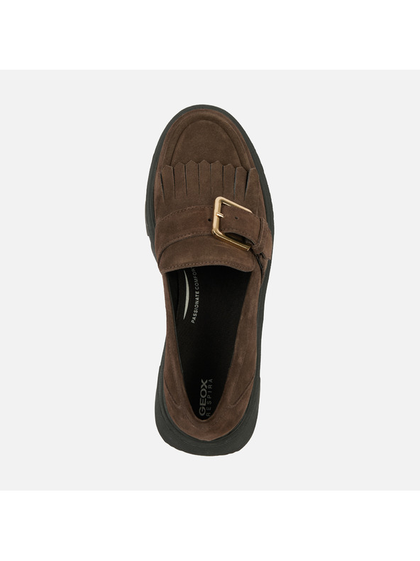 Geox Тъмнокафяви дамски мокасини Geox Vilde